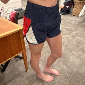 Free People Athletic Shorts - Navy, Red, and White